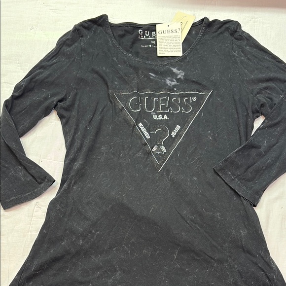 Guess Vintage 90s Stonewashed Black Graphic 3/4 Sleeve Tee Size Medium - Picture 6 of 12